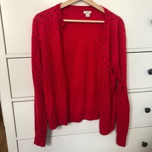 Polka dot jcrew cardigan
